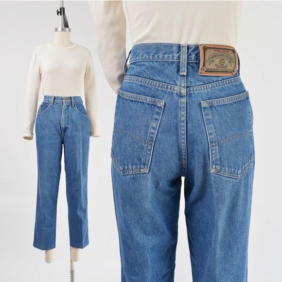 Armani Jeans Denim - Vintage 90s Armani Jeans High Waisted Tapered Leg Cropped Ankle Length Jeans 28